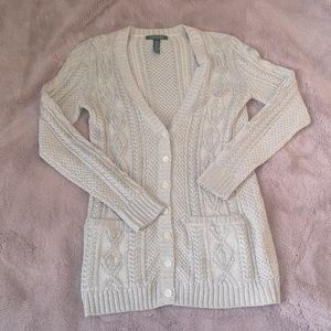 NWOT Ralph Lauren Medium Metallic Knit Cardigan Sweater